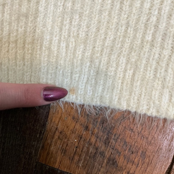 Pins and Needles Cream Fuzzy Open Front Cardigan Sweater Size M - Picture 9 of 9